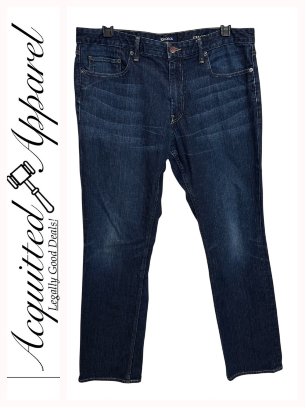 BONOBOS Dark Whisker Wash Ringspun Denim Straight Leg Jeans